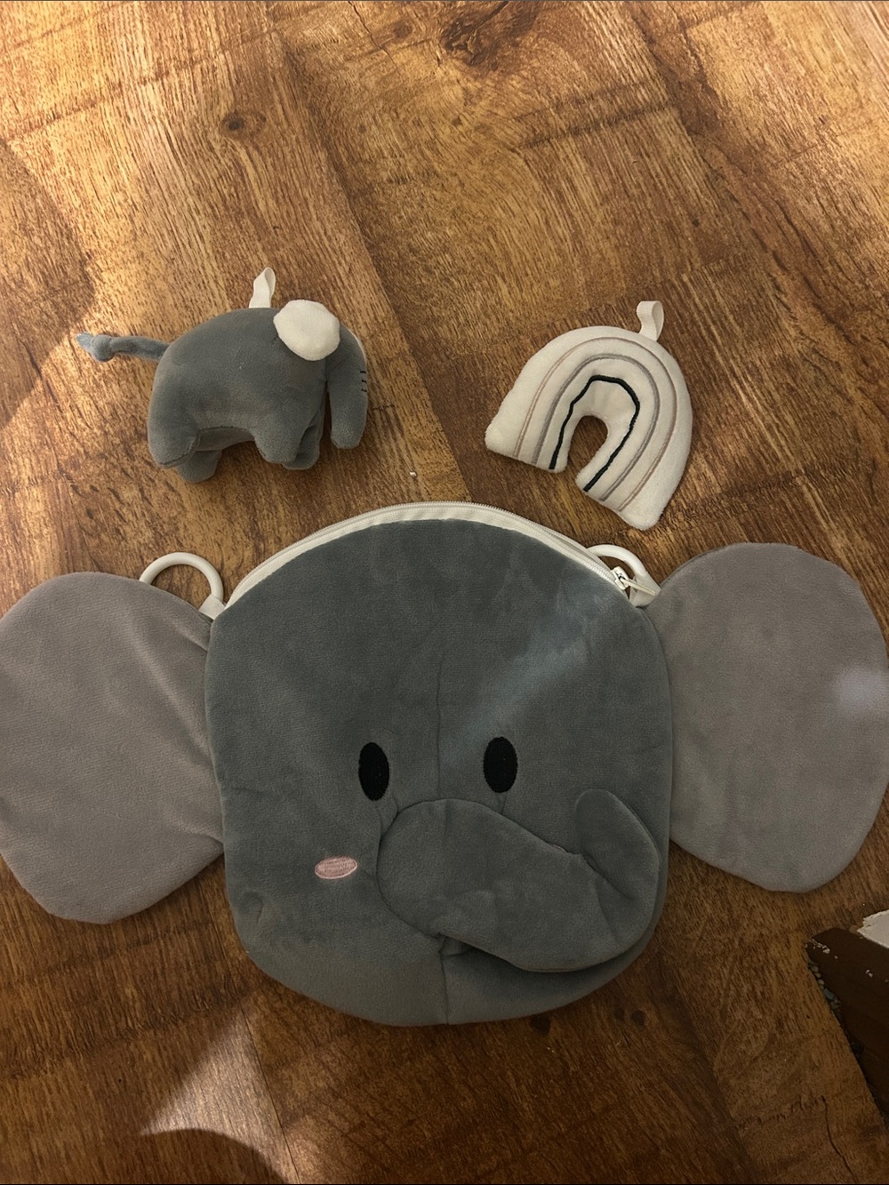 Gray Elephant Plush  Bag with Toy Set